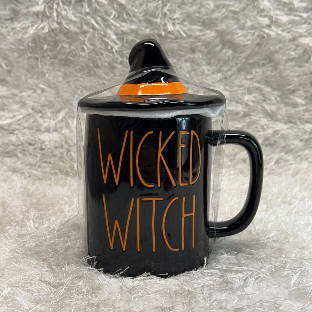Rae Dunn Artisan Collection Magenta "WICKED WITCH" Halloween Mug with Hat Topper